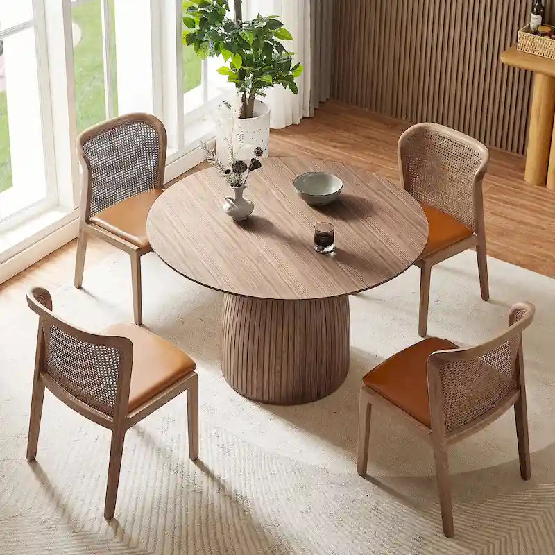 Tavolo da pranzo da 47,24 pollici per sala da pranzo 4-6 persone, tavoli rotondi da pranzo, tavolo moderno di metà secolo in legno di noce