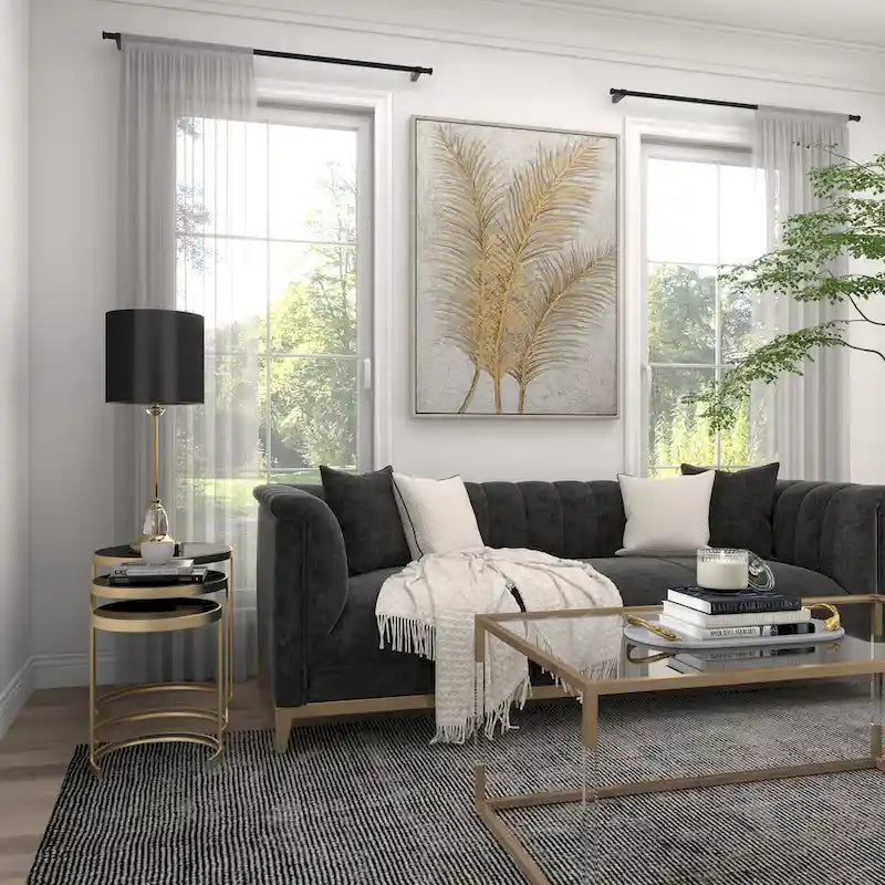 Tavolini d'appoggio in metallo nero/oro (set da 3)