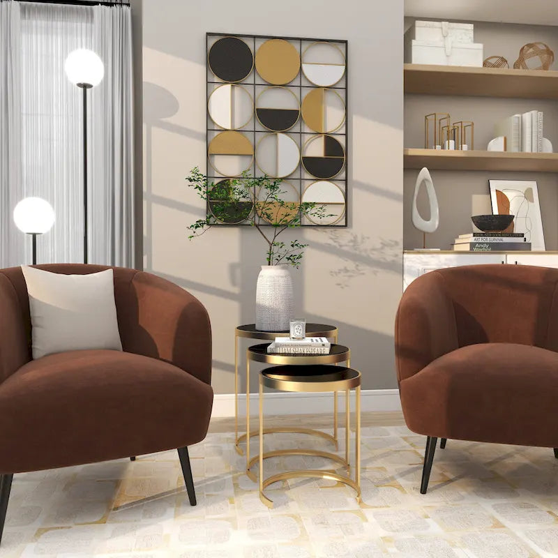 Tavolini d'appoggio in metallo nero/oro (set da 3)