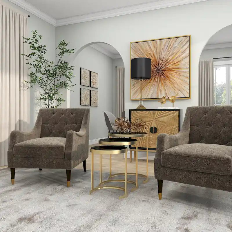 Tavolini d'appoggio in metallo nero/oro (set da 3)