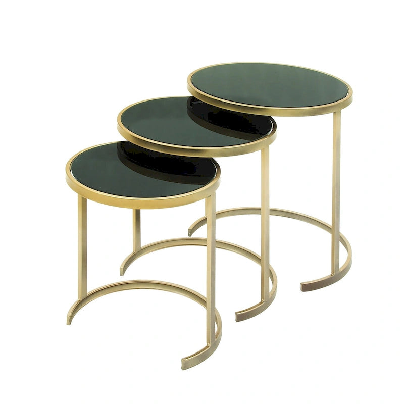 Tavolini d'appoggio in metallo nero/oro (set da 3)