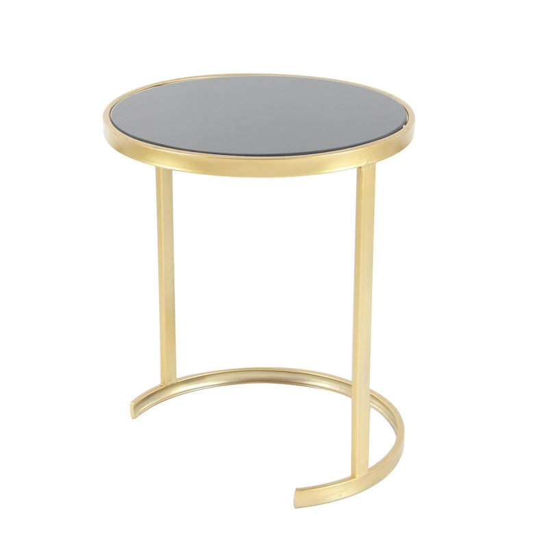 Tavolini d'appoggio in metallo nero/oro (set da 3)