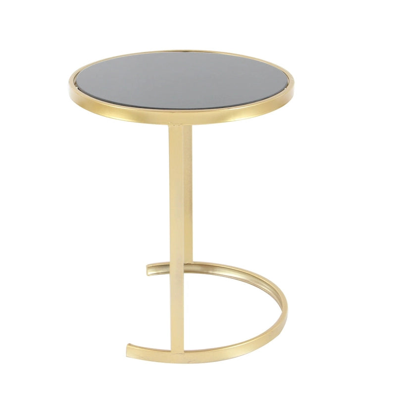 Tavolini d'appoggio in metallo nero/oro (set da 3)