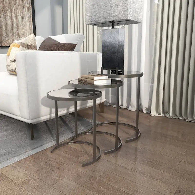 Tavolini d'appoggio in metallo nero/oro (set da 3)
