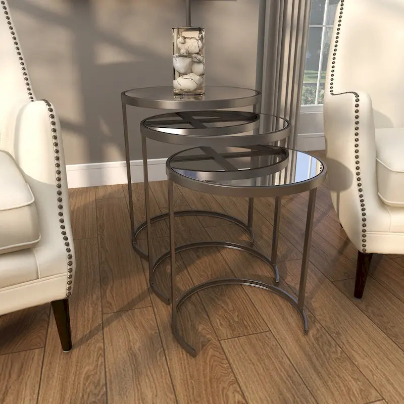 Tavolini d'appoggio in metallo nero/oro (set da 3)