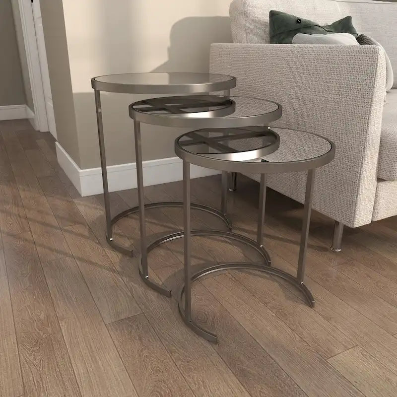 Tavolini d'appoggio in metallo nero/oro (set da 3)