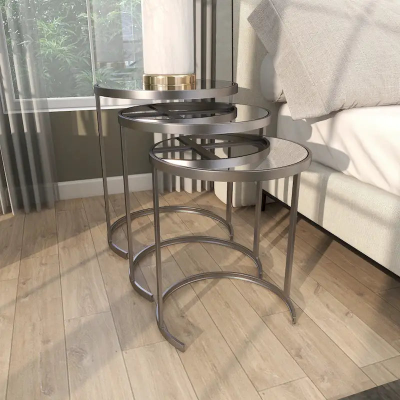 Tavolini d'appoggio in metallo nero/oro (set da 3)