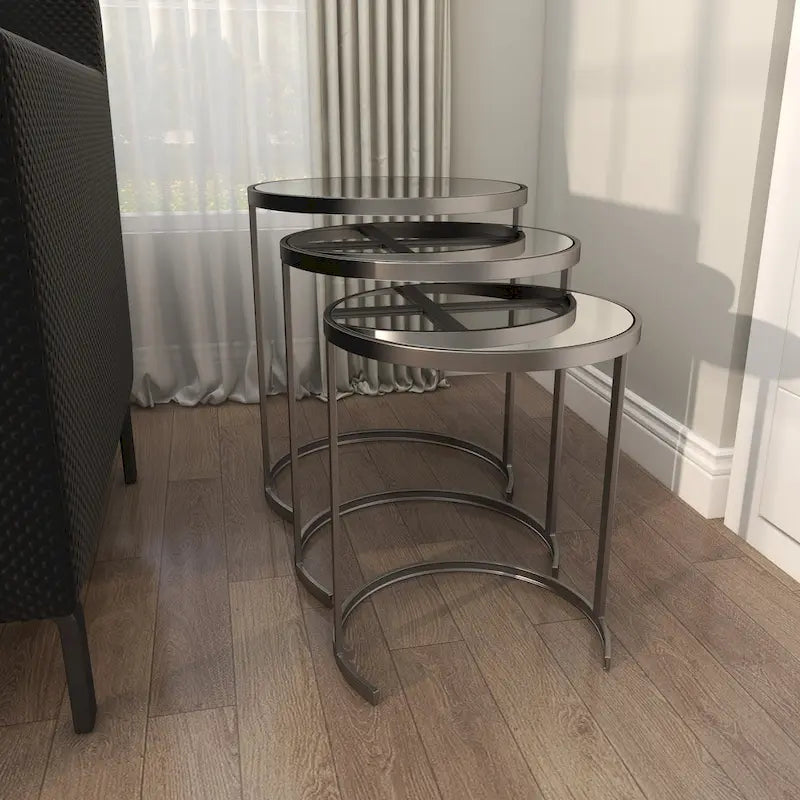Tavolini d'appoggio in metallo nero/oro (set da 3)