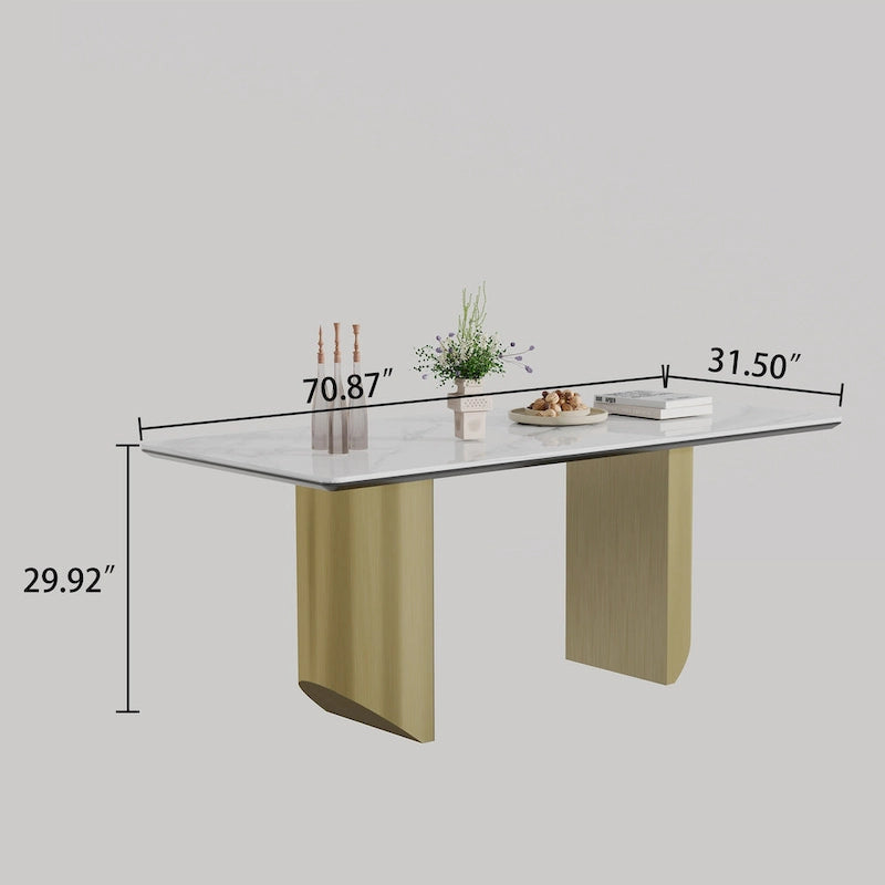Tavolo da pranzo con piano in vetro temperato composito in pietra sinterizzata spessa 0,47 pollici e base in acciaio inossidabile
