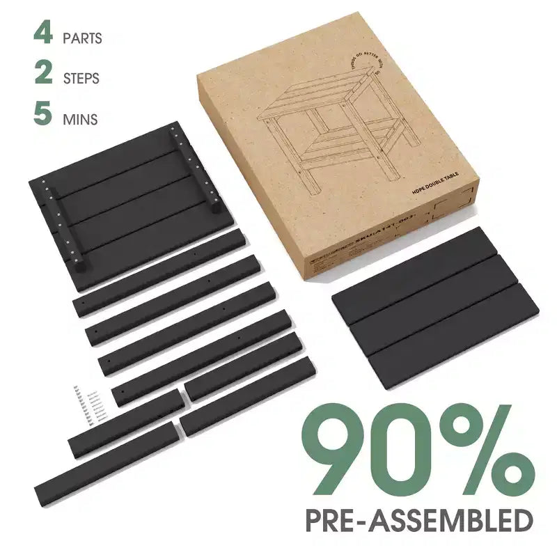 Tavolino da esterno Hyleory a due ripiani, in HDPE, quadrato, in stile Adirondack