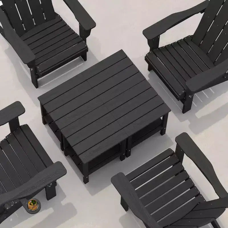 Tavolino da esterno Hyleory a due ripiani, in HDPE, quadrato, in stile Adirondack