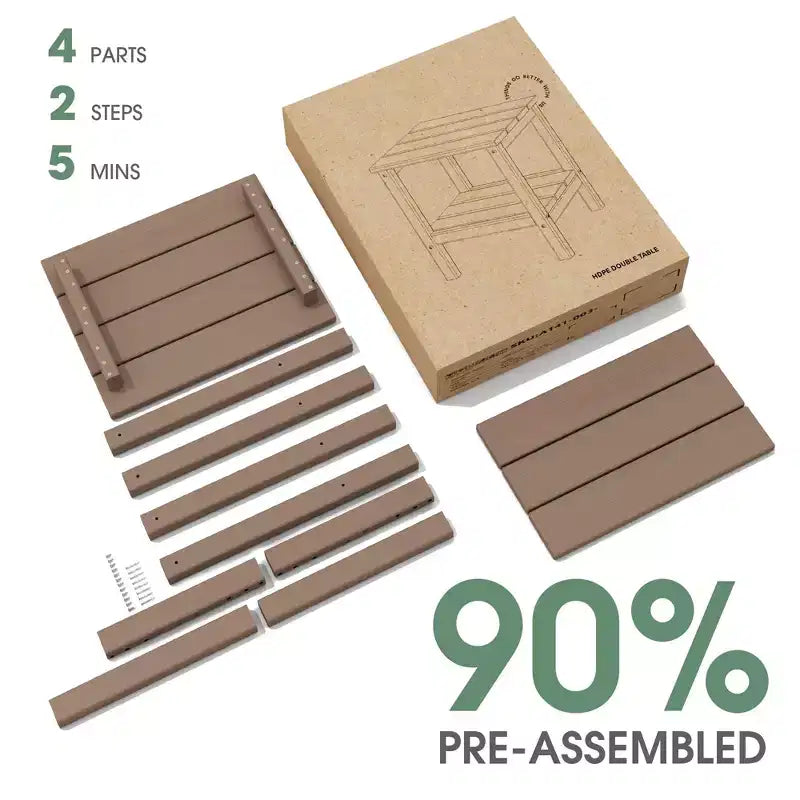 Tavolino da esterno Hyleory a due ripiani, in HDPE, quadrato, in stile Adirondack
