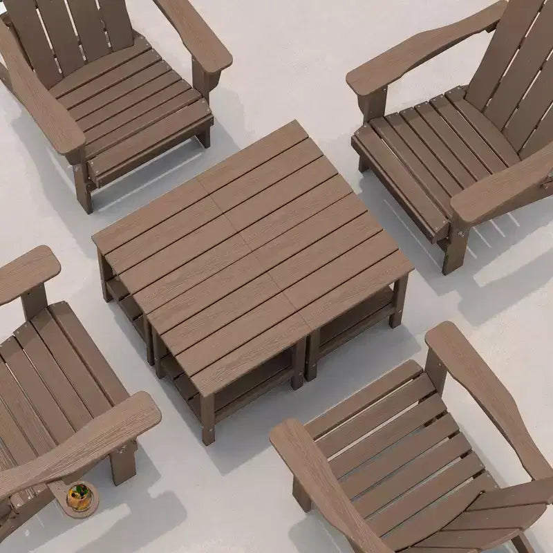 Tavolino da esterno Hyleory a due ripiani, in HDPE, quadrato, in stile Adirondack