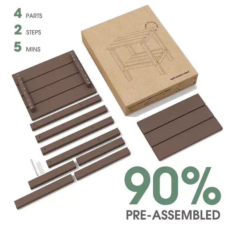 Tavolino da esterno Hyleory a due ripiani, in HDPE, quadrato, in stile Adirondack