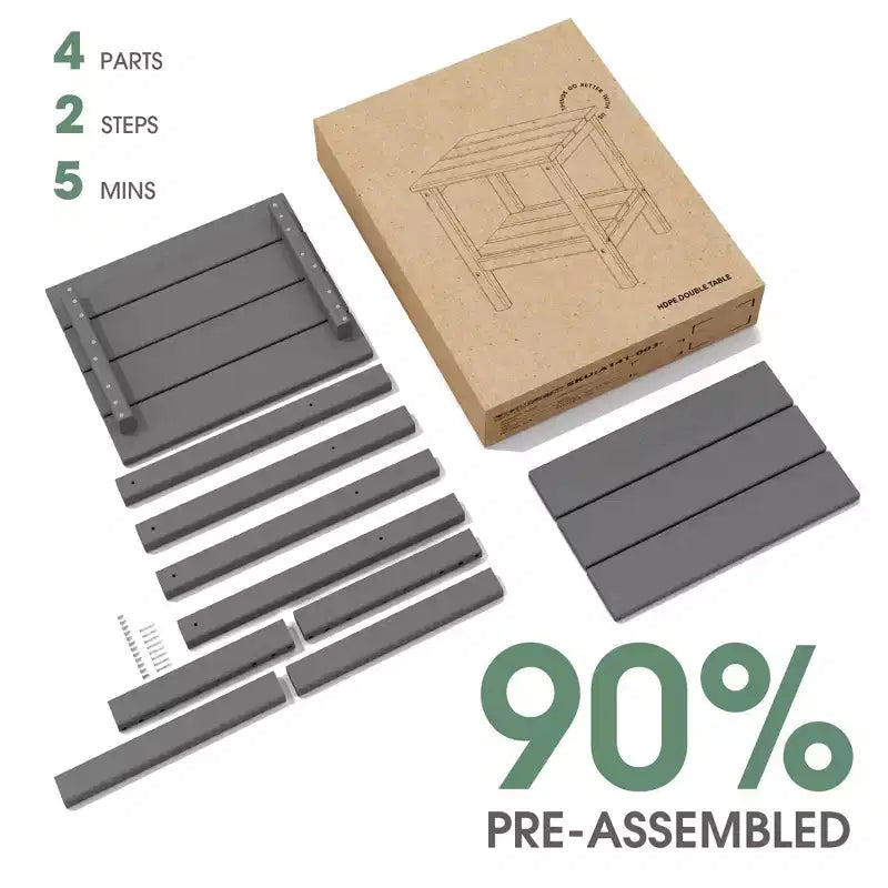Tavolino da esterno Hyleory a due ripiani, in HDPE, quadrato, in stile Adirondack