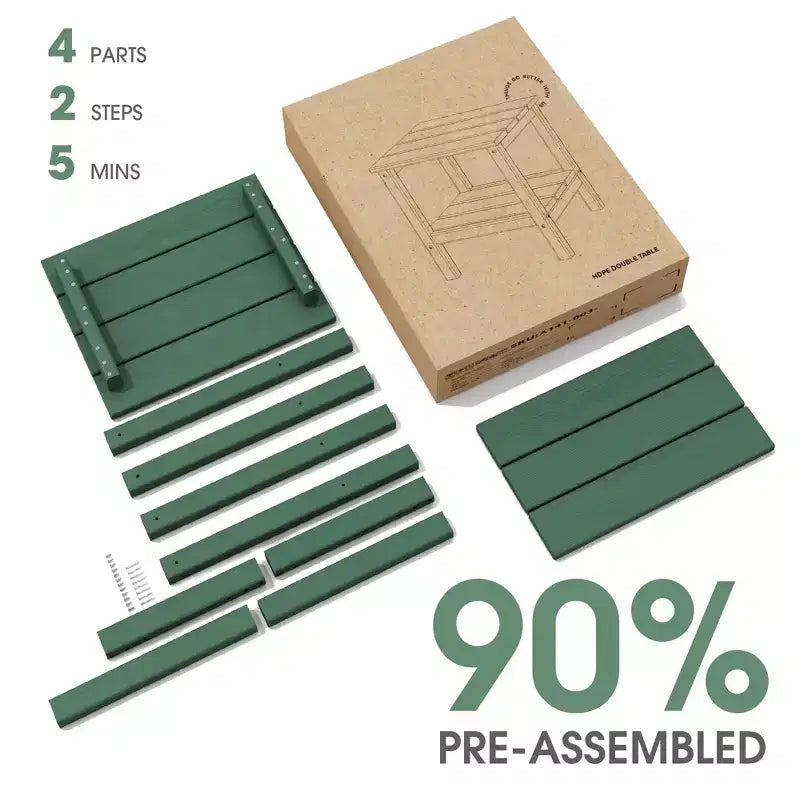 Tavolino da esterno Hyleory a due ripiani, in HDPE, quadrato, in stile Adirondack