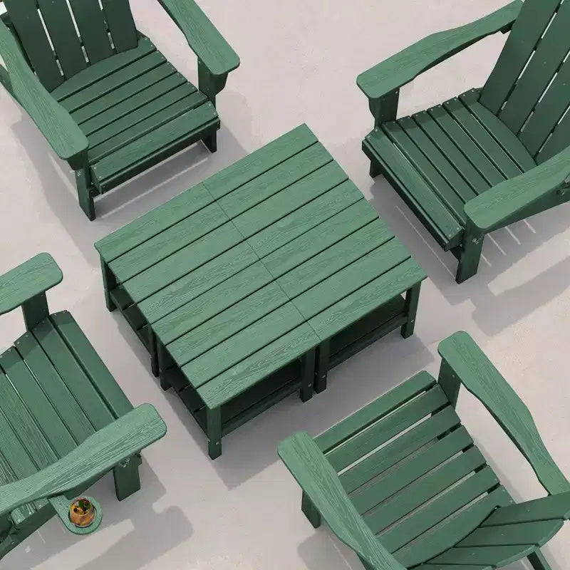 Tavolino da esterno Hyleory a due ripiani, in HDPE, quadrato, in stile Adirondack