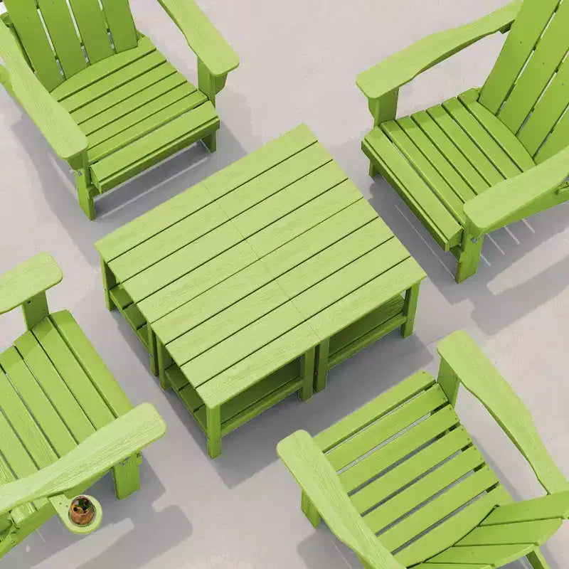 Tavolino da esterno Hyleory a due ripiani, in HDPE, quadrato, in stile Adirondack