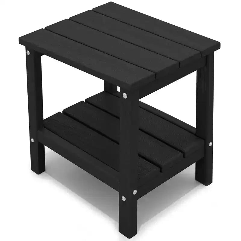 Hyleory Table d'appoint Adirondack à double niveau pour patio, Table d'appoint carrée d'extérieur en PEHD