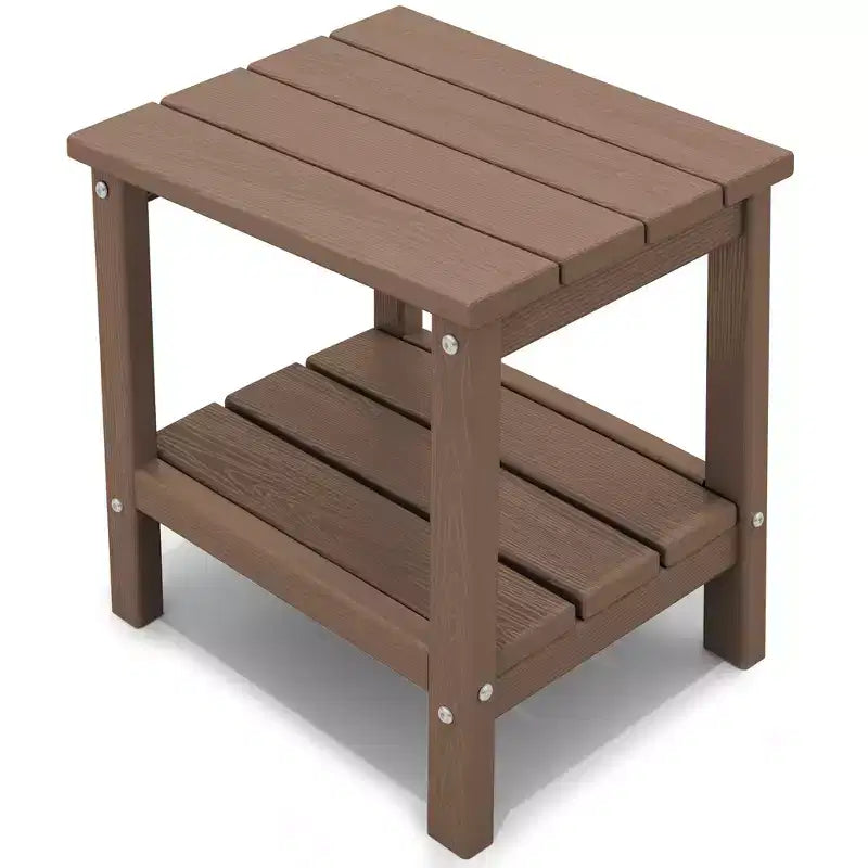 Hyleory Table d'appoint Adirondack à double niveau pour patio, Table d'appoint carrée d'extérieur en PEHD