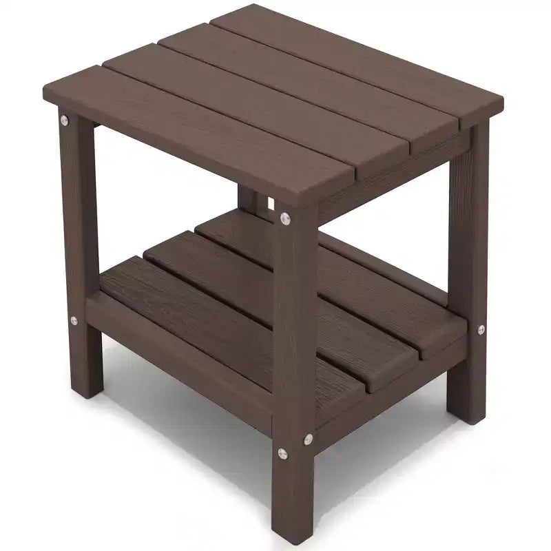Hyleory Table d'appoint Adirondack à double niveau pour patio, Table d'appoint carrée d'extérieur en PEHD
