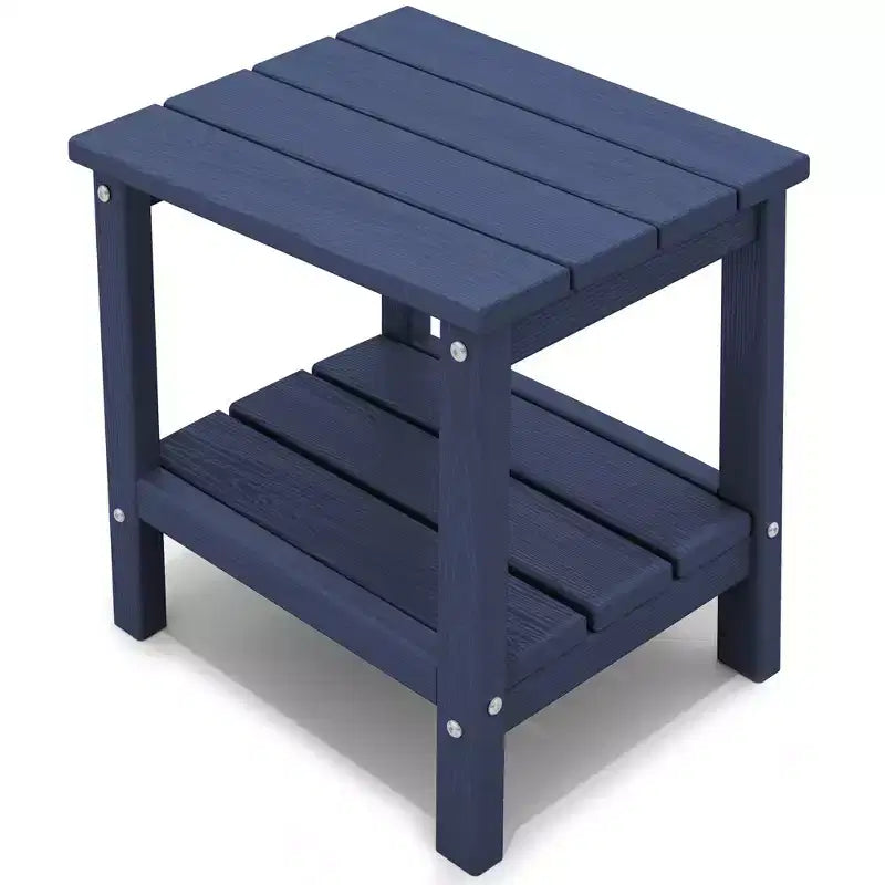 Hyleory Double-Tier Patio Adirondack Side Table, Outdoor HDPE Square End Table