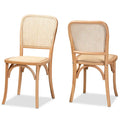 Set di 2 sedie da pranzo Neah Mid-Century Modern in rattan intrecciato e legno