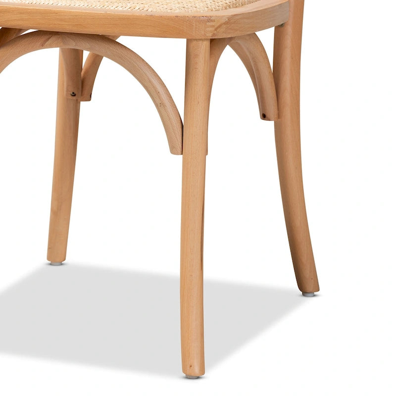 Set di 2 sedie da pranzo Neah Mid-Century Modern in rattan intrecciato e legno