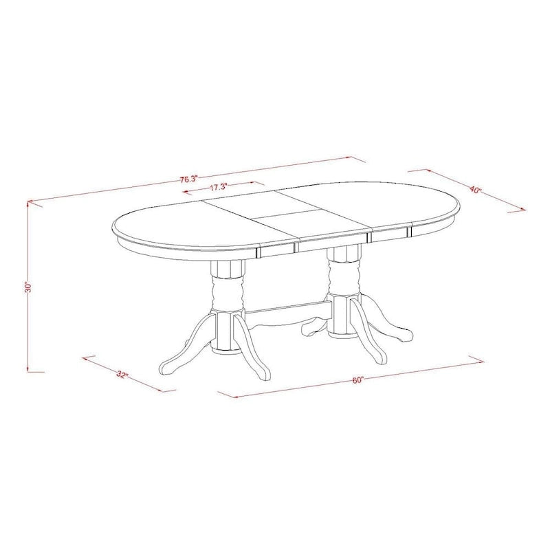 Tavolo da pranzo East West Furniture Vancouver - un piano tavolo ovale e una base a doppio piedistallo (opzioni di finitura)