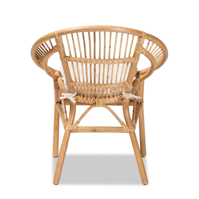 Sedia da pranzo Adrina moderna bohémien in rattan naturale marrone