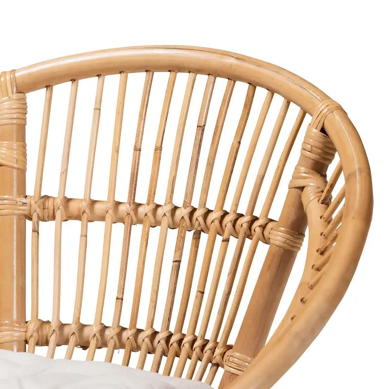 Sedia da pranzo Adrina moderna bohémien in rattan naturale marrone