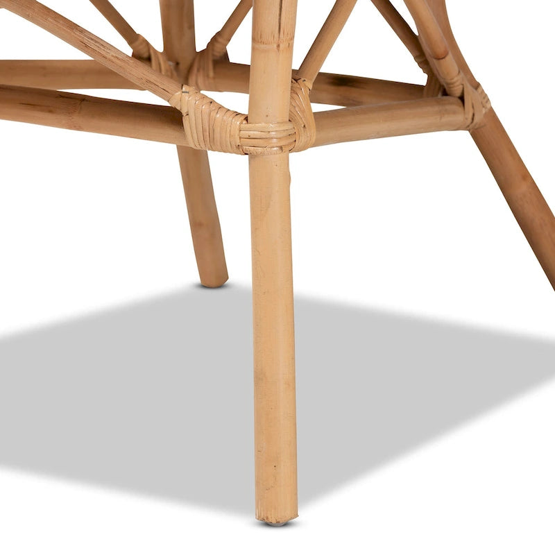 Sedia da pranzo Adrina moderna bohémien in rattan naturale marrone