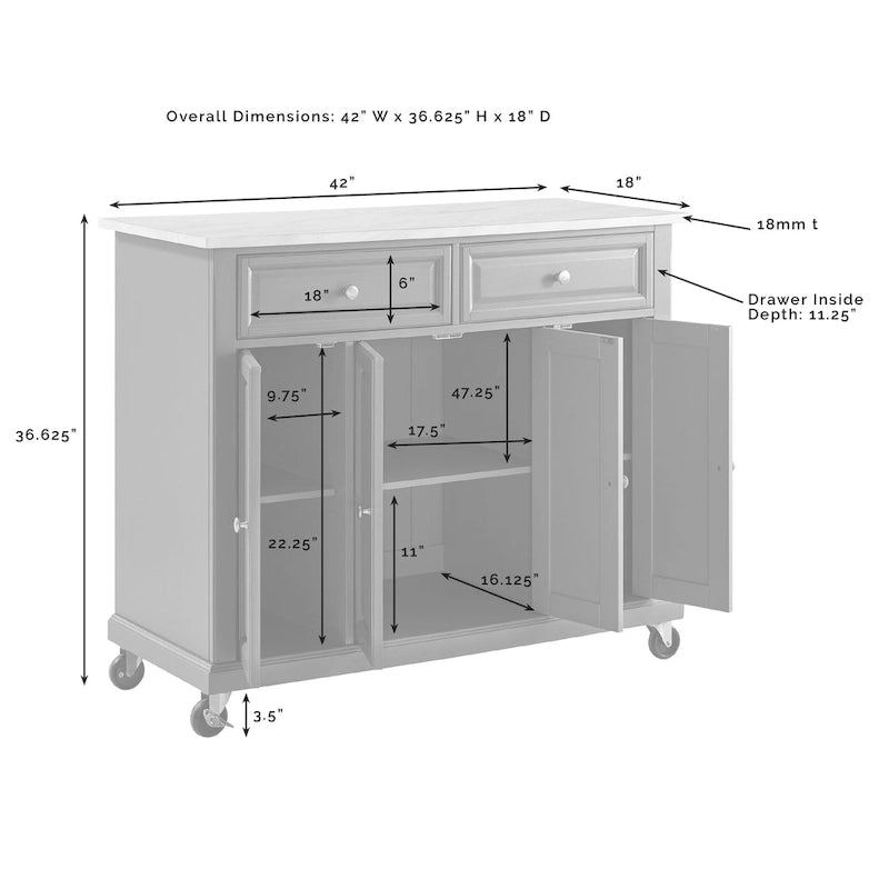 Crosley Avery Isola/Carrello da Cucina - 18x42.13x36