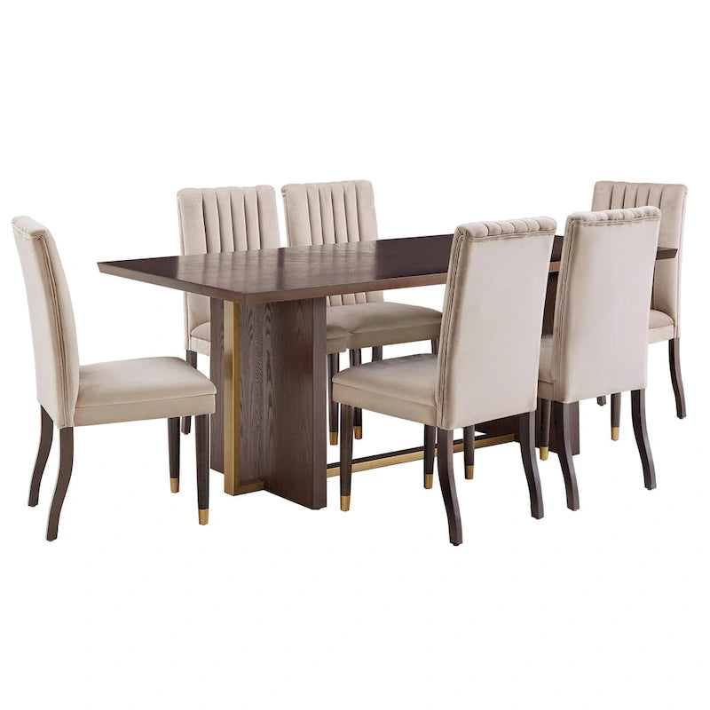 Set da pranzo 7 pezzi iNSPIRE Q Modern, modello Andrea Espresso and Velvet