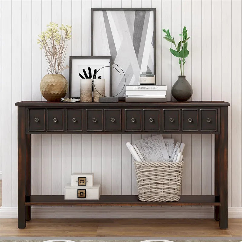 Harper & Bright Designs Consolle Rustica Lunga da Ingresso con 4 Cassetti