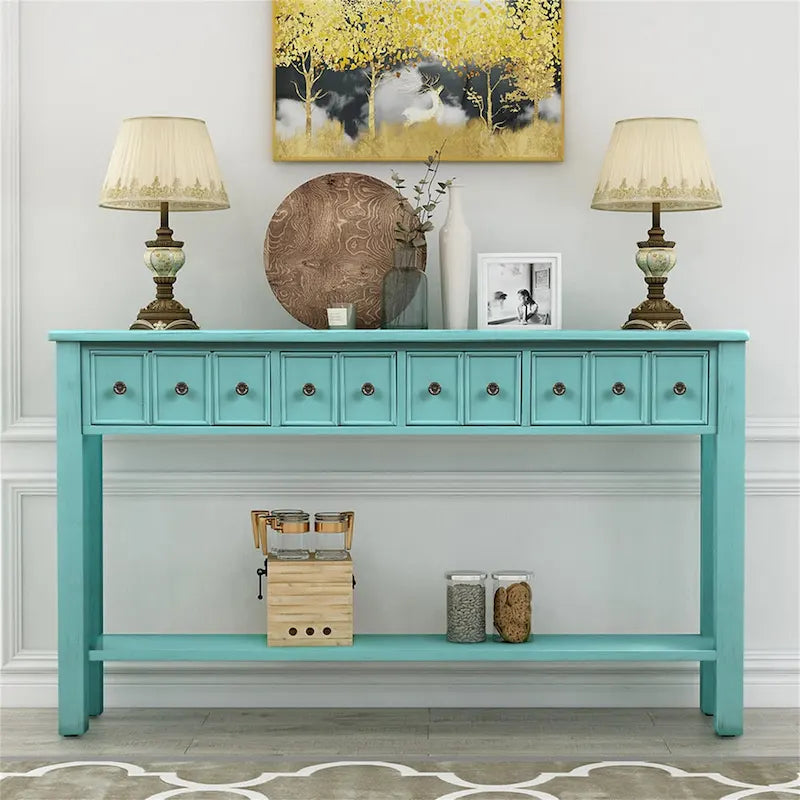 Harper & Bright Designs Consolle Rustica Lunga da Ingresso con 4 Cassetti