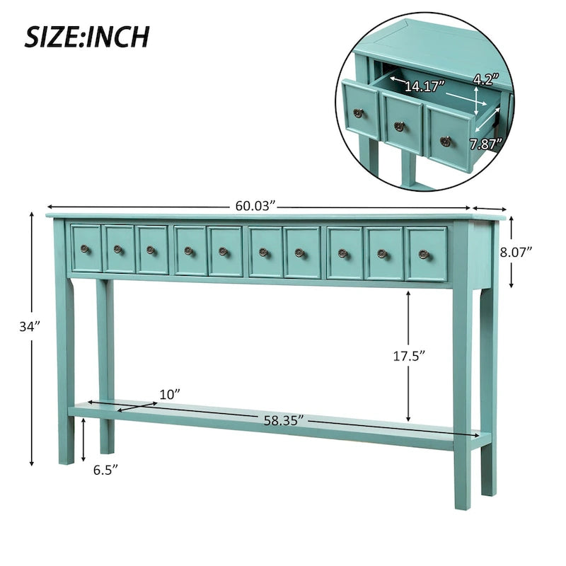Harper & Bright Designs Consolle Rustica Lunga da Ingresso con 4 Cassetti