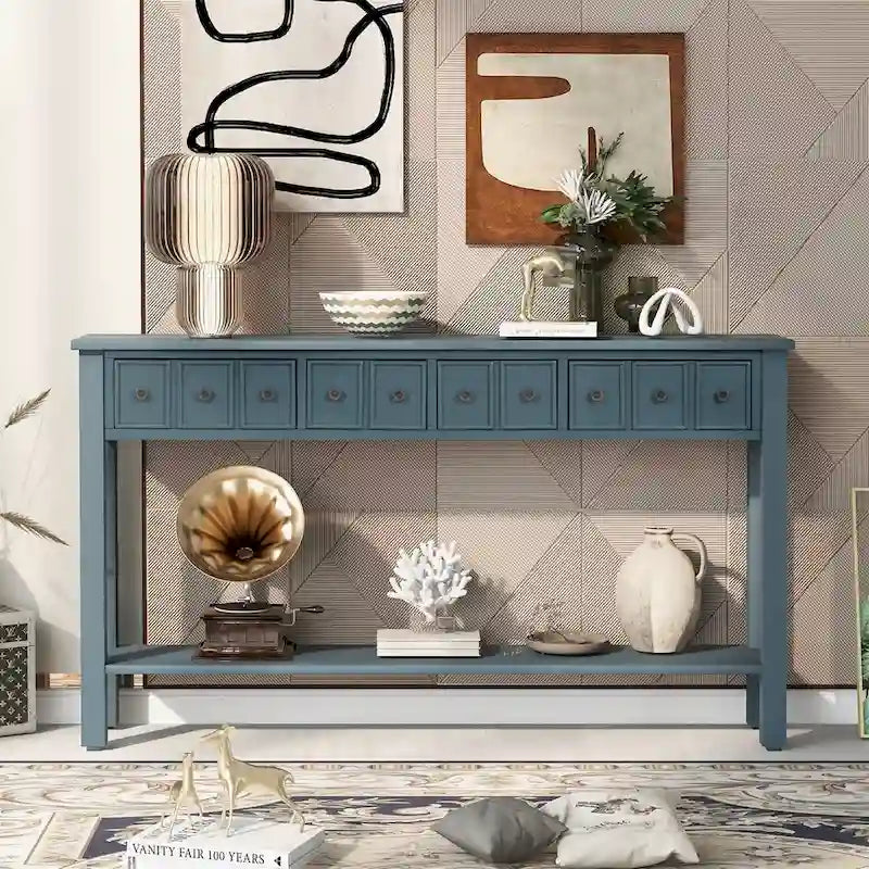 Harper & Bright Designs Consolle Rustica Lunga da Ingresso con 4 Cassetti