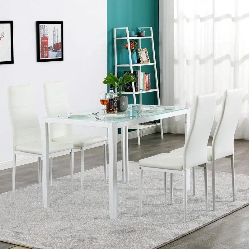 Sedie da pranzo con schienale alto e texture a strisce, set da 4
