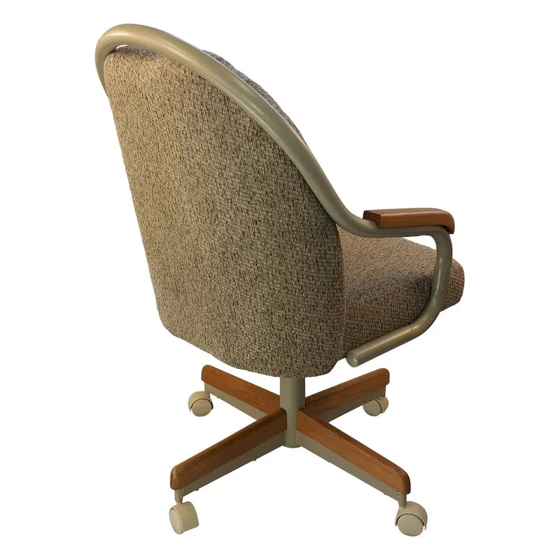 Sedia con Braccioli e Ruote Britney Caster Chair Company in Tessuto Tweed Color Grano