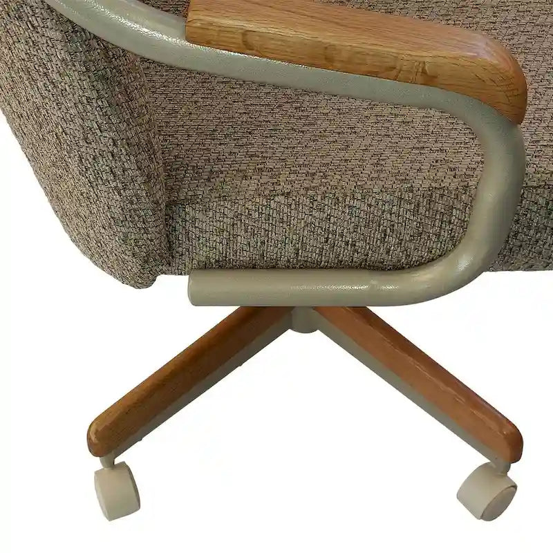 Sedia con Braccioli e Ruote Britney Caster Chair Company in Tessuto Tweed Color Grano