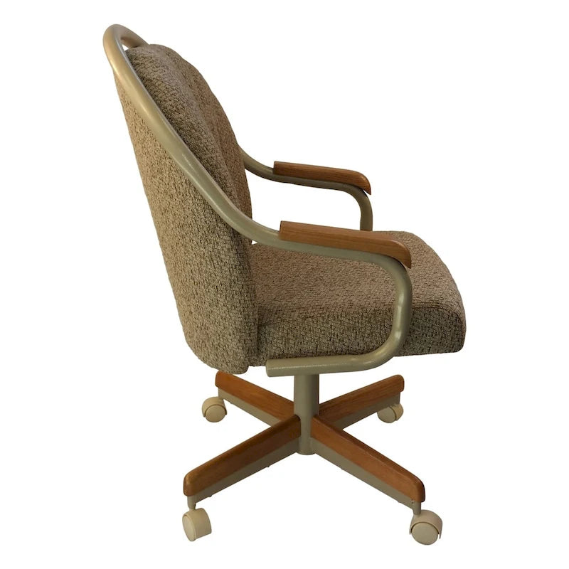 Sedia con Braccioli e Ruote Britney Caster Chair Company in Tessuto Tweed Color Grano