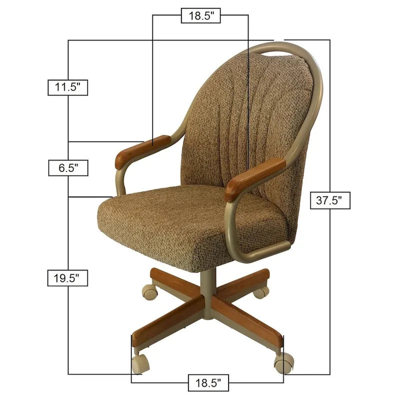 Sedia con Braccioli e Ruote Britney Caster Chair Company in Tessuto Tweed Color Grano