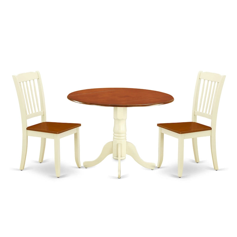 Set mobili da sala da pranzo East West Furniture - un tavolo da pranzo rotondo e sedie con seduta in legno, Butter Milk e Ciliegio (opzioni di pezzi)