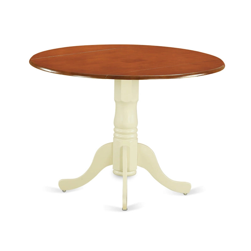 Set mobili da sala da pranzo East West Furniture - un tavolo da pranzo rotondo e sedie con seduta in legno, Butter Milk e Ciliegio (opzioni di pezzi)