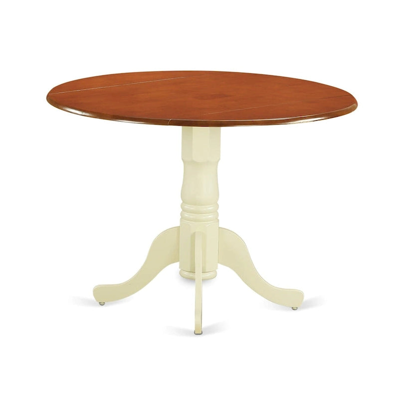 Set mobili da sala da pranzo East West Furniture - un tavolo da pranzo rotondo e sedie con seduta in legno, Butter Milk e Ciliegio (opzioni di pezzi)