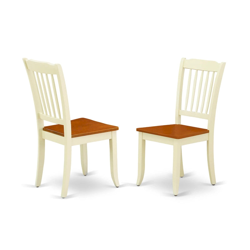 Set mobili da sala da pranzo East West Furniture - un tavolo da pranzo rotondo e sedie con seduta in legno, Butter Milk e Ciliegio (opzioni di pezzi)