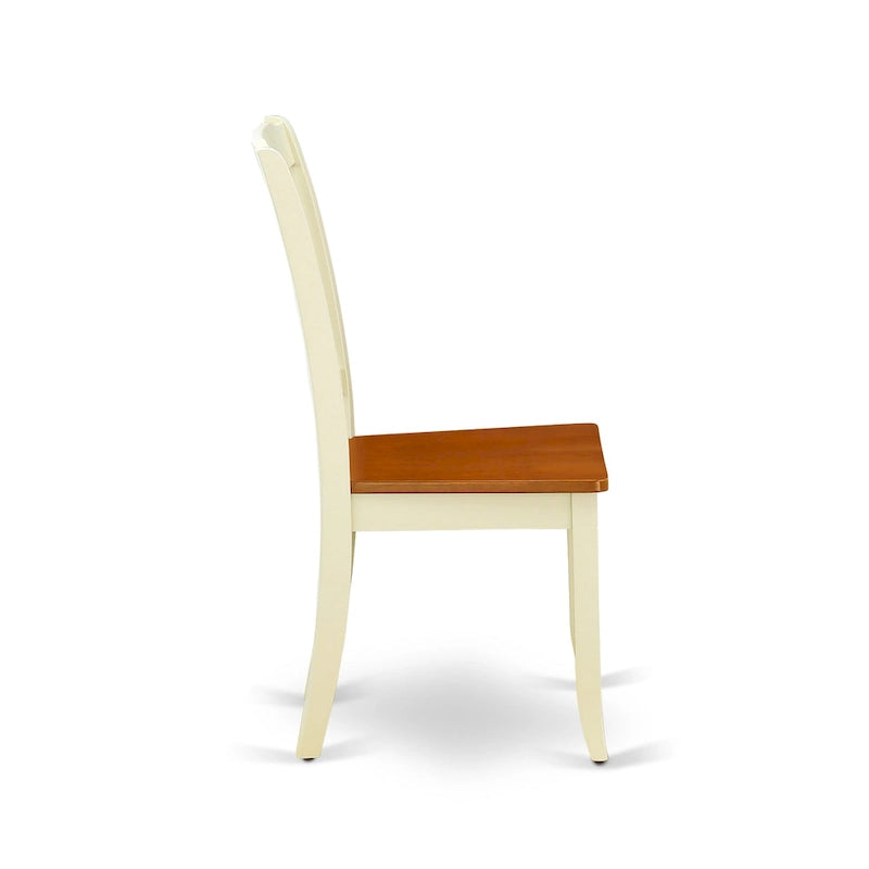 Set mobili da sala da pranzo East West Furniture - un tavolo da pranzo rotondo e sedie con seduta in legno, Butter Milk e Ciliegio (opzioni di pezzi)