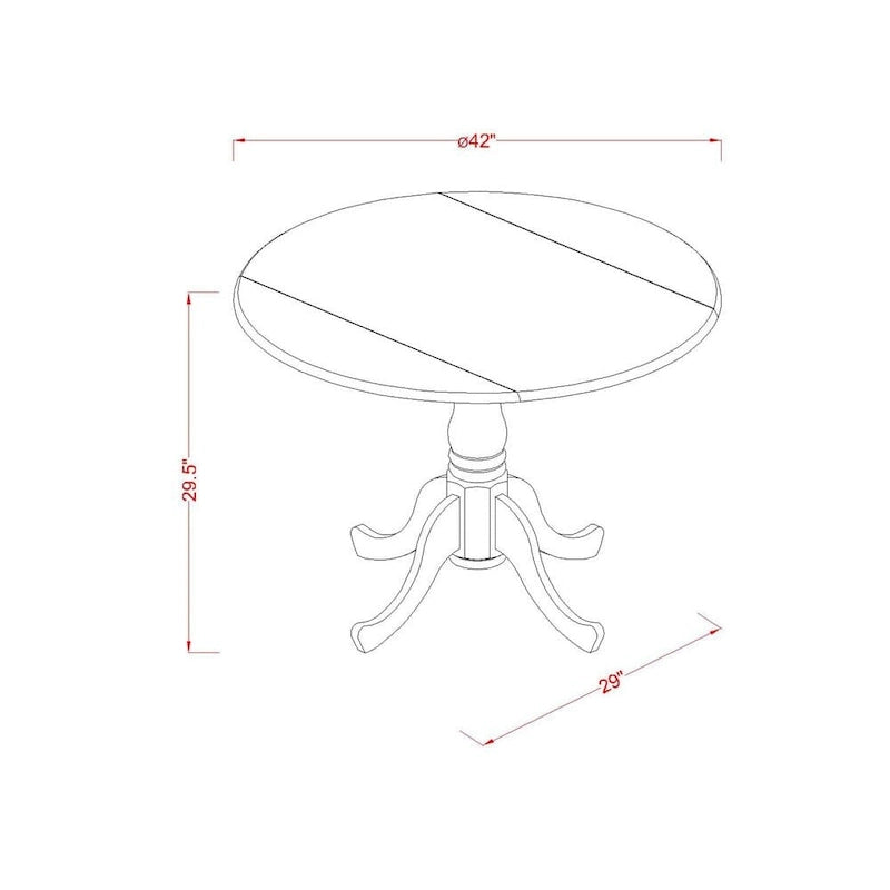 Set mobili da sala da pranzo East West Furniture - un tavolo da pranzo rotondo e sedie con seduta in legno, Butter Milk e Ciliegio (opzioni di pezzi)