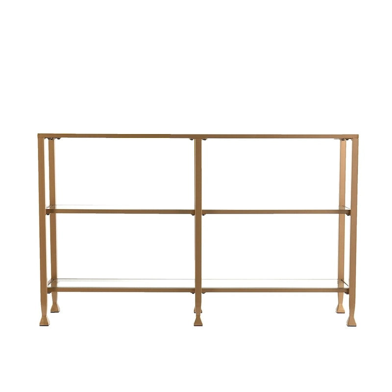 Tavolo Consolle Stretto in Metallo con Ripiani in Vetro Jensen di SEI Furniture - Oro